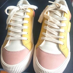 Yellow and Pink Sneakers For Ladies